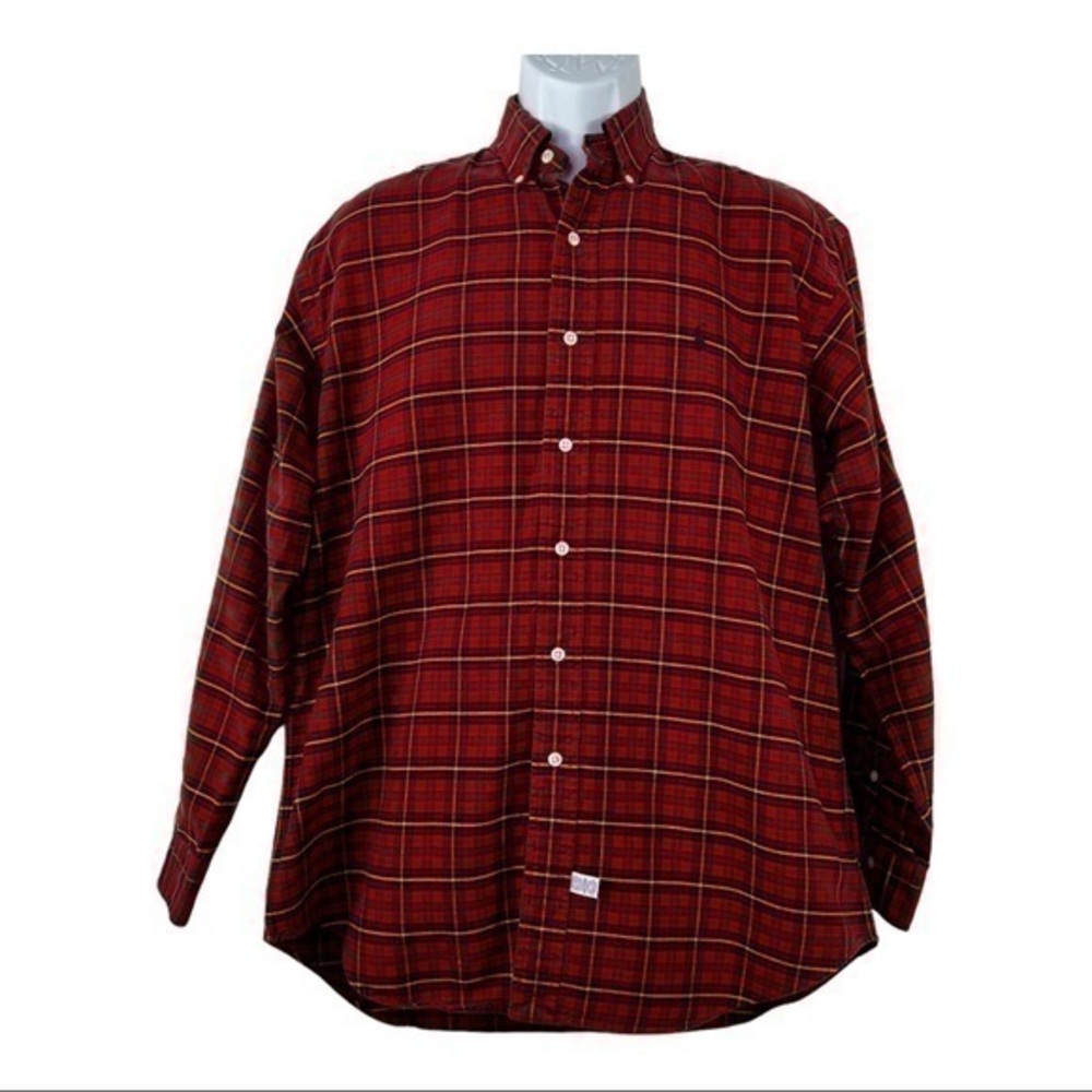 Ralph Lauren Men Casual SHIRT Buttons Down Red Plaid Sz M